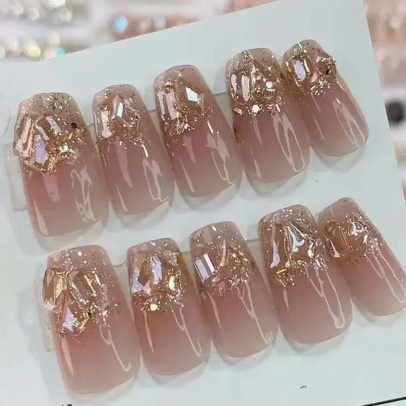 Abestyou 24pc Nails Press on Beauty Salon Nailart Decoration Swag Nail Stiletto Handmade Manicure Molds Nail Pearls Pecas falsas
