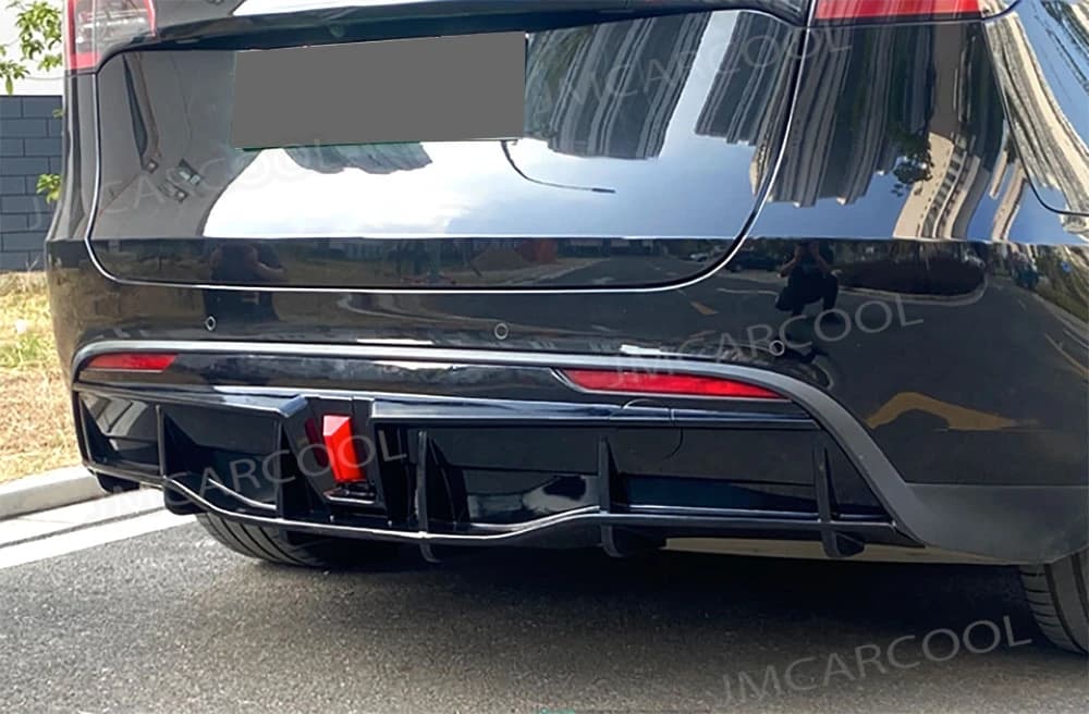 ABS Carbon Look Rear Bumper Lip Diffuser Spoiler For Tesla Model Y 2018+ Matte Black Rear Bumper Lip Spoiler