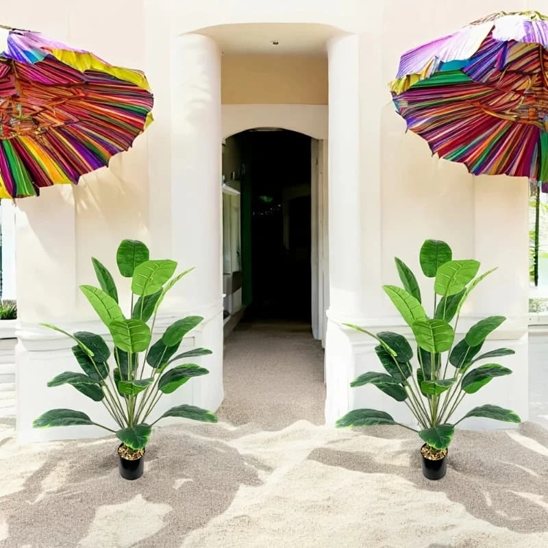 1 pezzo di pianta artificiale a forma di foglia di banano, simulazione di pianta verde per la decorazione del pavimento di soggiorno e camera da letto - senza vaso