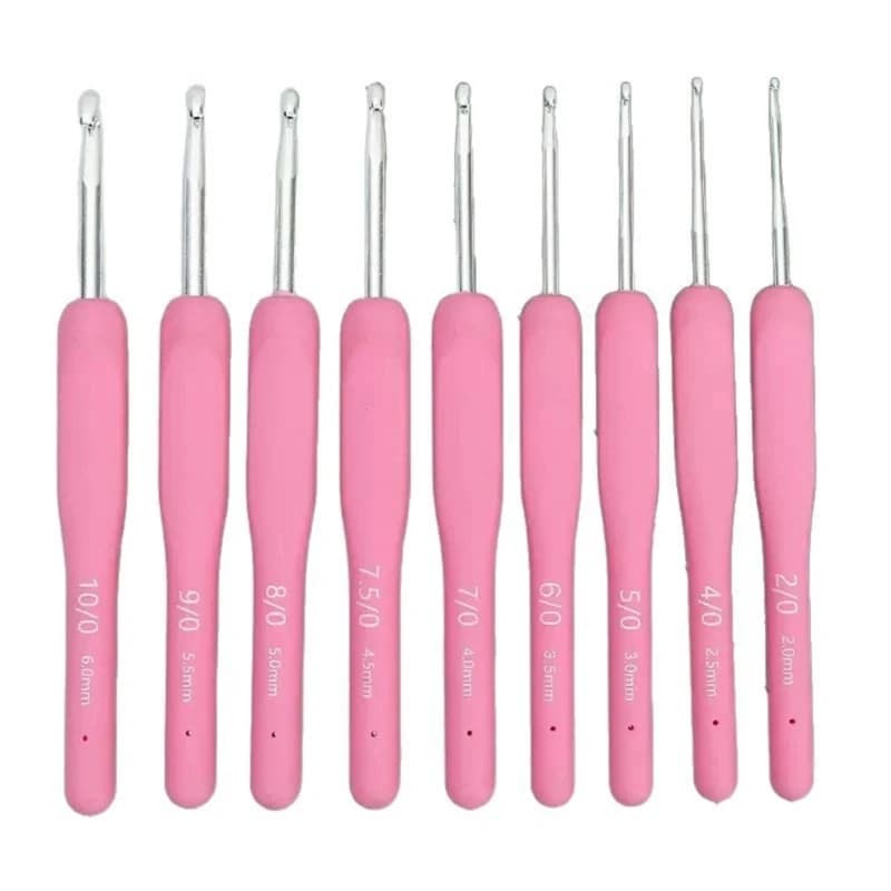 9Pcs Ergonomic Silicone Crochet Hook with Large Eye Needle For Sweater Scarf M76A