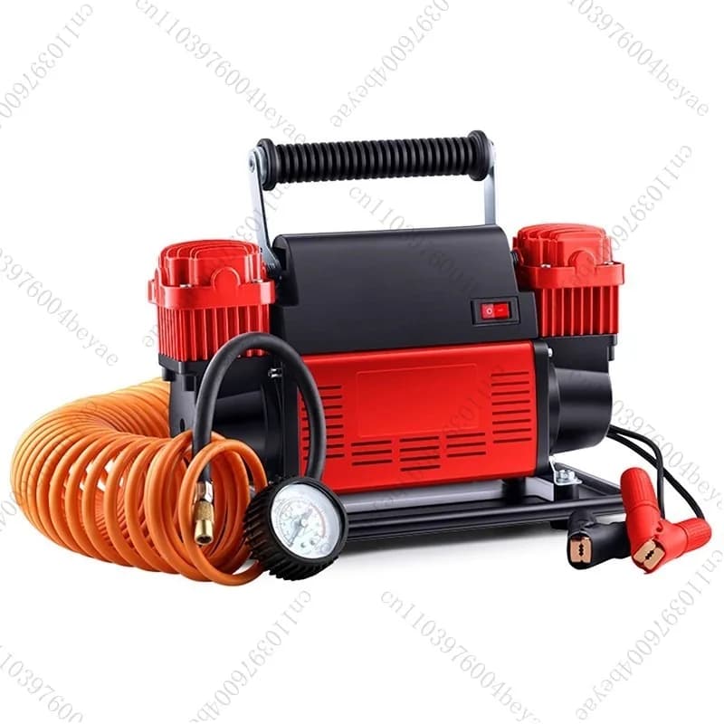 Compressore d'aria portatile Gonfiatore per pneumatici Pompa d'aria a doppio cilindro per auto Pompa d'aria ad alta pressione ad alta potenza con meccanica