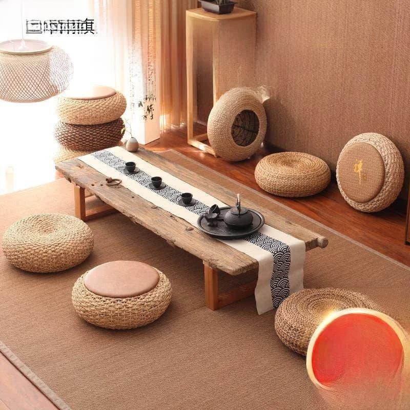 Thickened Tatami Mat Grass Woven Sitting Pad Zen Meditation Home Use round Floor Cushion Country Style Customizable Pure Color