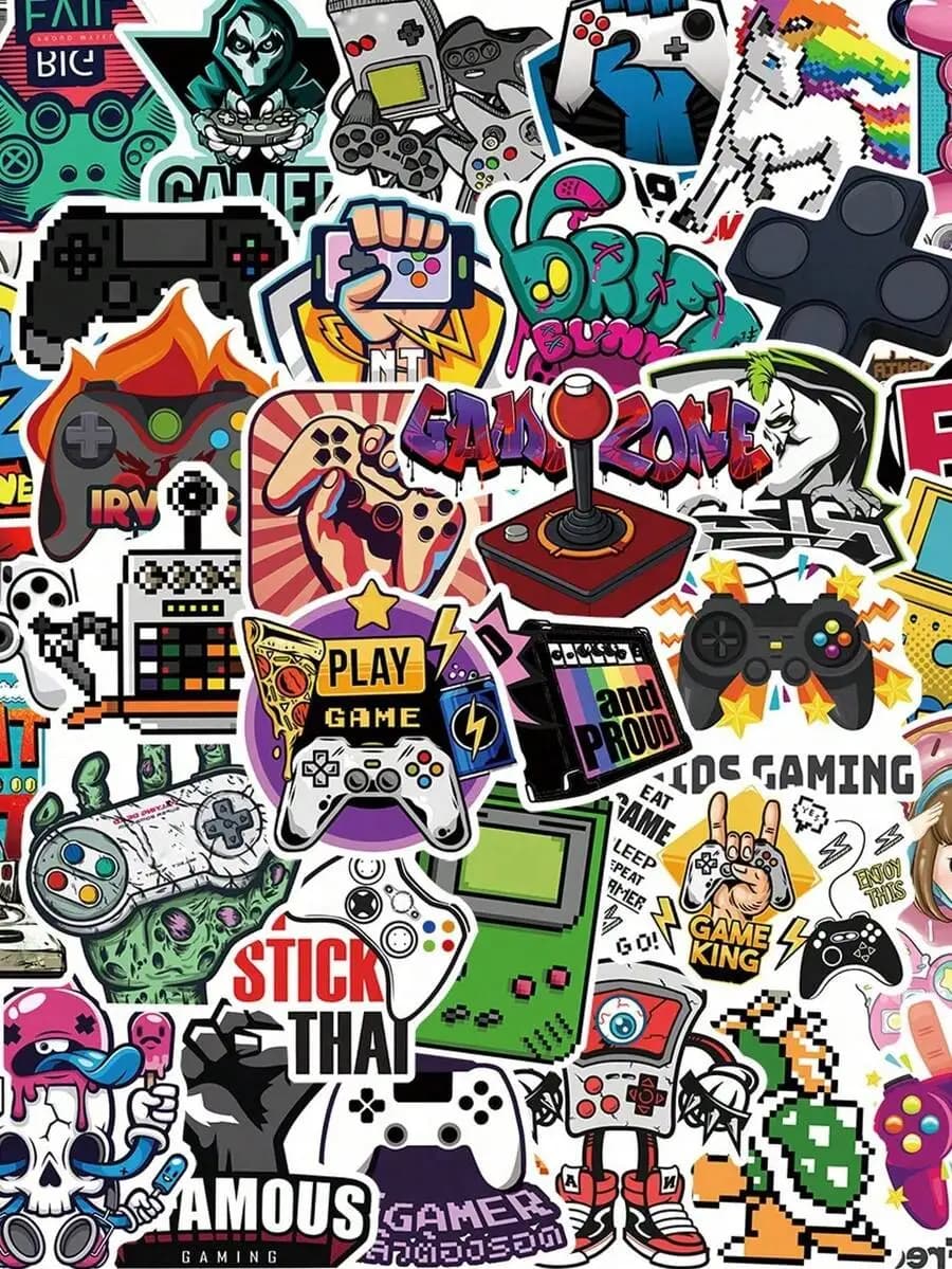 50pcs Retro Game Stickers, Suitable For Laptop Decoration, Waterproof PVC Material, Motorcycle Helmet, Car Stickers, Gift Box De