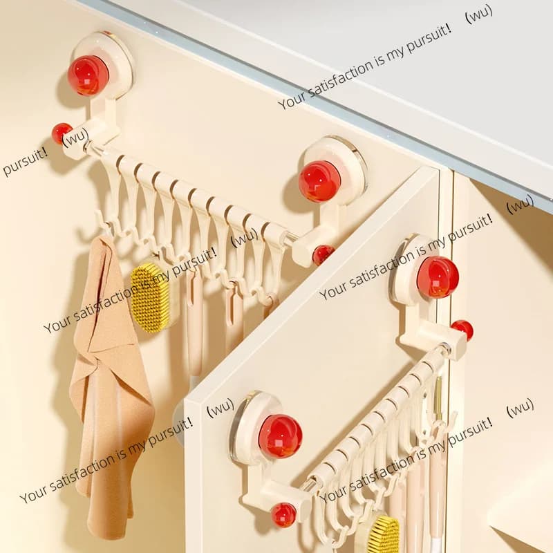 Kitchen suction cup hook wall hanging adhesive hook slide rail row hook spoon shovel rack non-punching bathroom towel storage