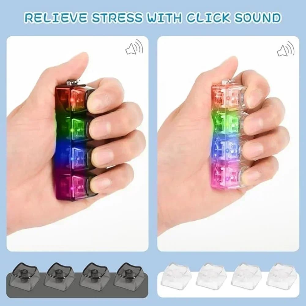 Portachiavi Creativi a LED con Tastiera a 4 Tasti per Decompressione, Antistress, Fai-da-te, con Tasti a Keycap, Regalo per Uomini e Donne