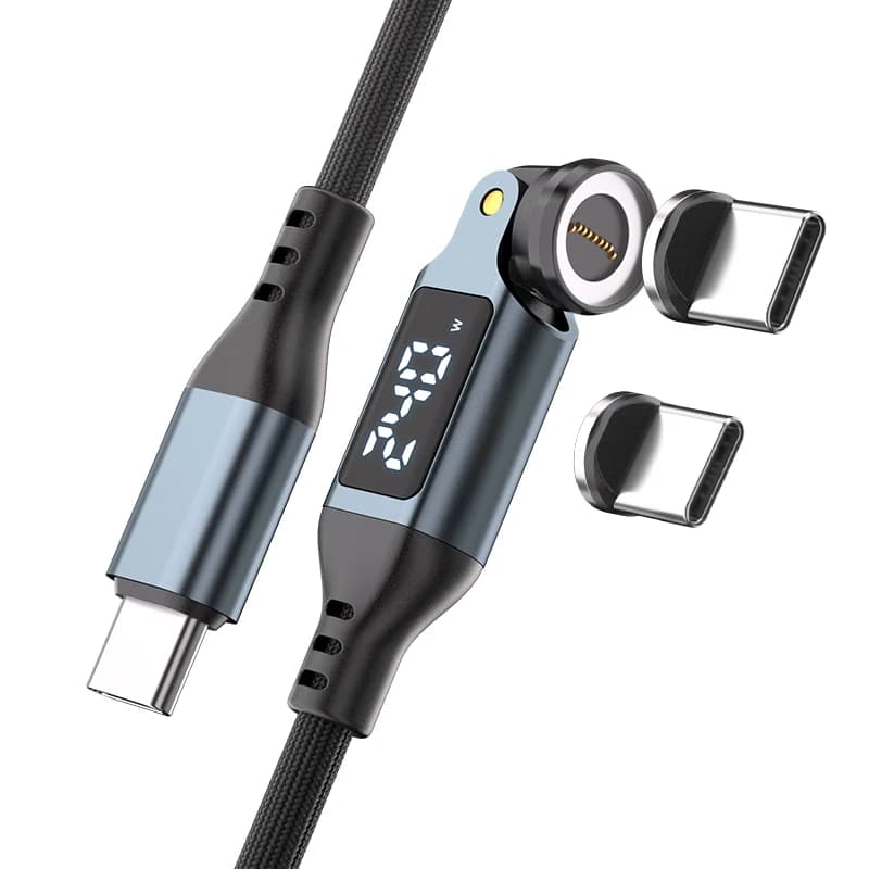 USB-C to USB-C 240W Fast Charging Cable Digital Display 48V5A Type-C Magnetic Rotate Data Cable for iPhone 17 Samsung MacBook