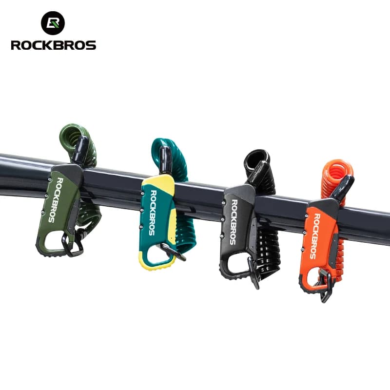 ROCKBROS Bicycle Lock Portable Bicycle Lock Mini 3-digit password lock Safety helmet lock with durable steel chain