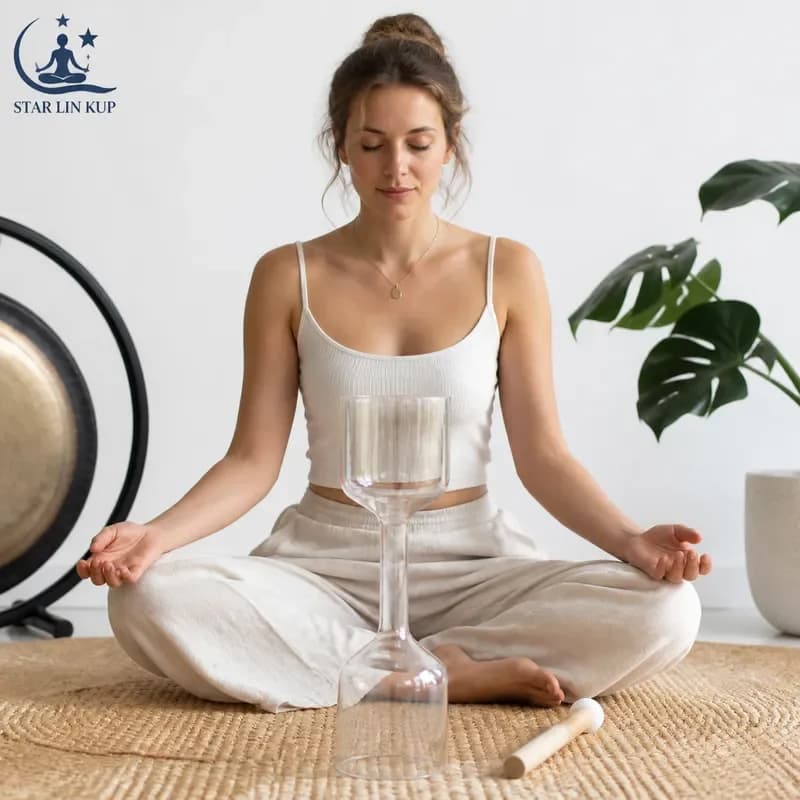 STAR LIN KUP Crystal Singing Bowl Dual Handheld Yoga Meditation Mindfulness Healing Percussion Instrument for Relaxation