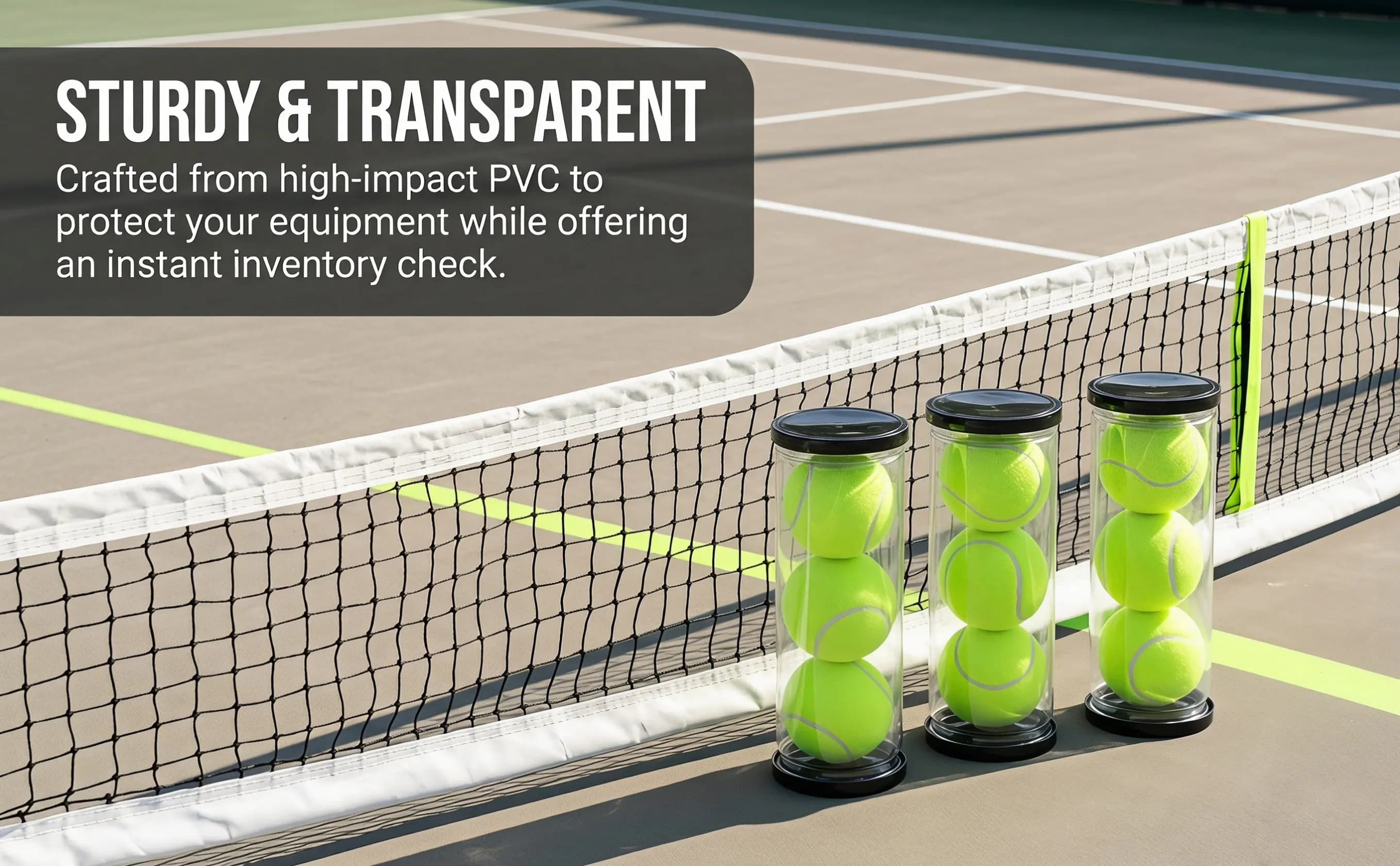 3 Pcs Ball Storage Cylinder Container with Lid Tennis Plastic PVC Clear for Balls