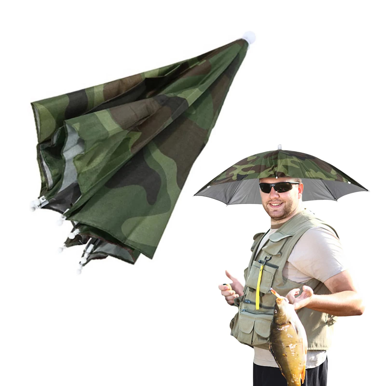 Umbrella tent with free-handed fishing head with waterproof coating elastic band firmly fixed umbrella hat 65cm
