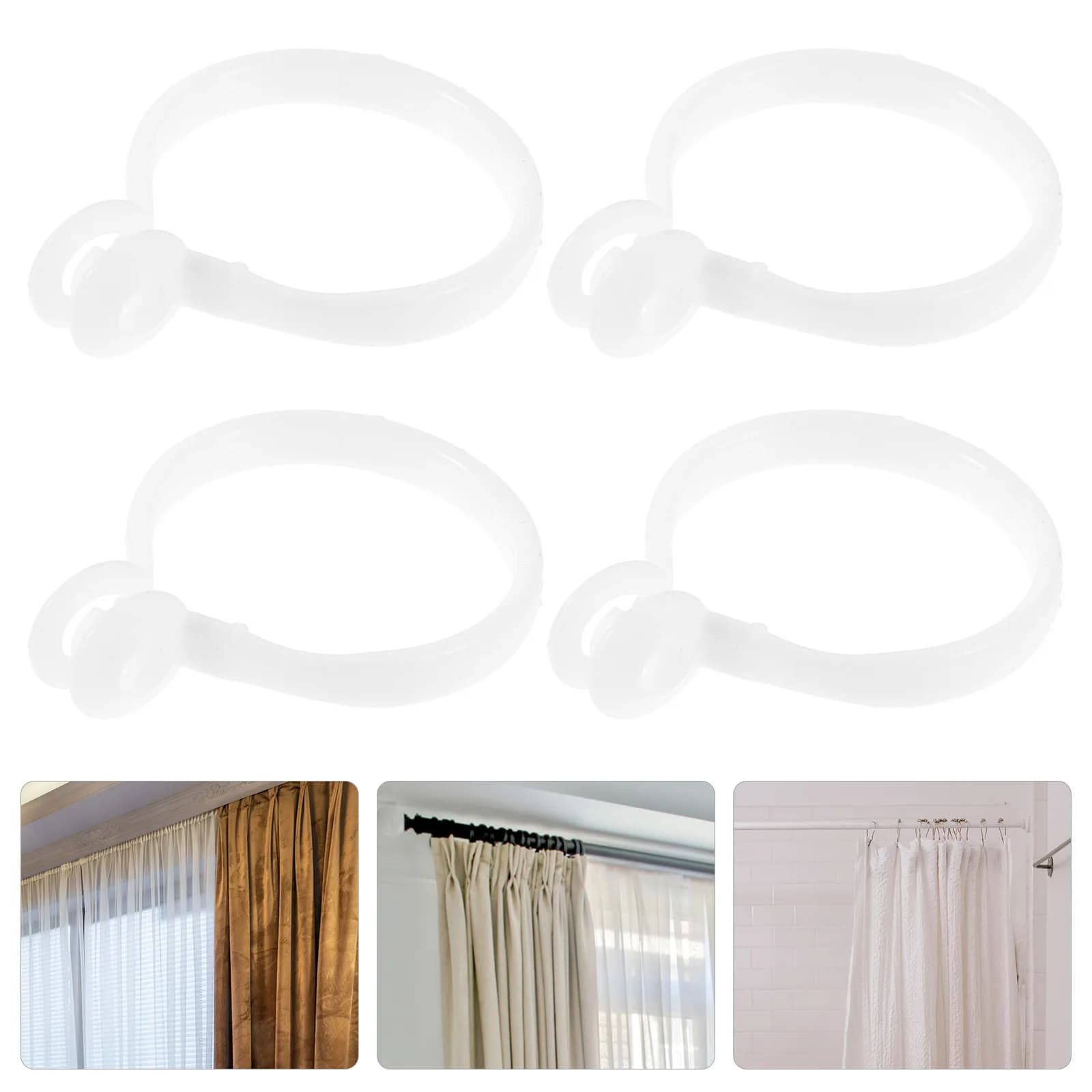 30pcs Plastic Curtain Rings Hanging Hooks For Curtains Rods Pole Voile Rings Curtains Holder Hooks Curtains Buckle Eyelet