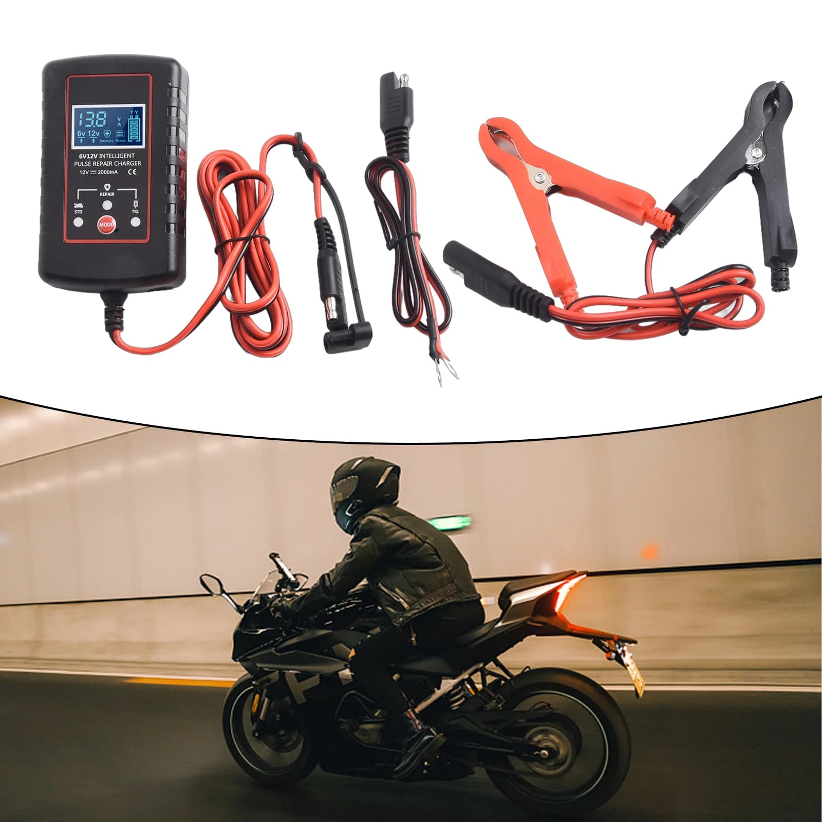 Adattatore applicabile riparazione batteria moto auto ATV SUV automobilistici Specifiche caricabatteria automatico Caricabatteria
