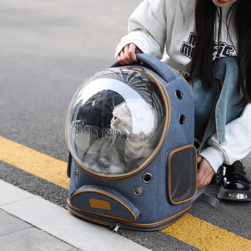 Borsa Trasportino Panoramica Yuebaitu per Gatti, Grande Spazio, Portatile, Traspirante, Leggera, Zaino a Capsula Spaziale per Gatti