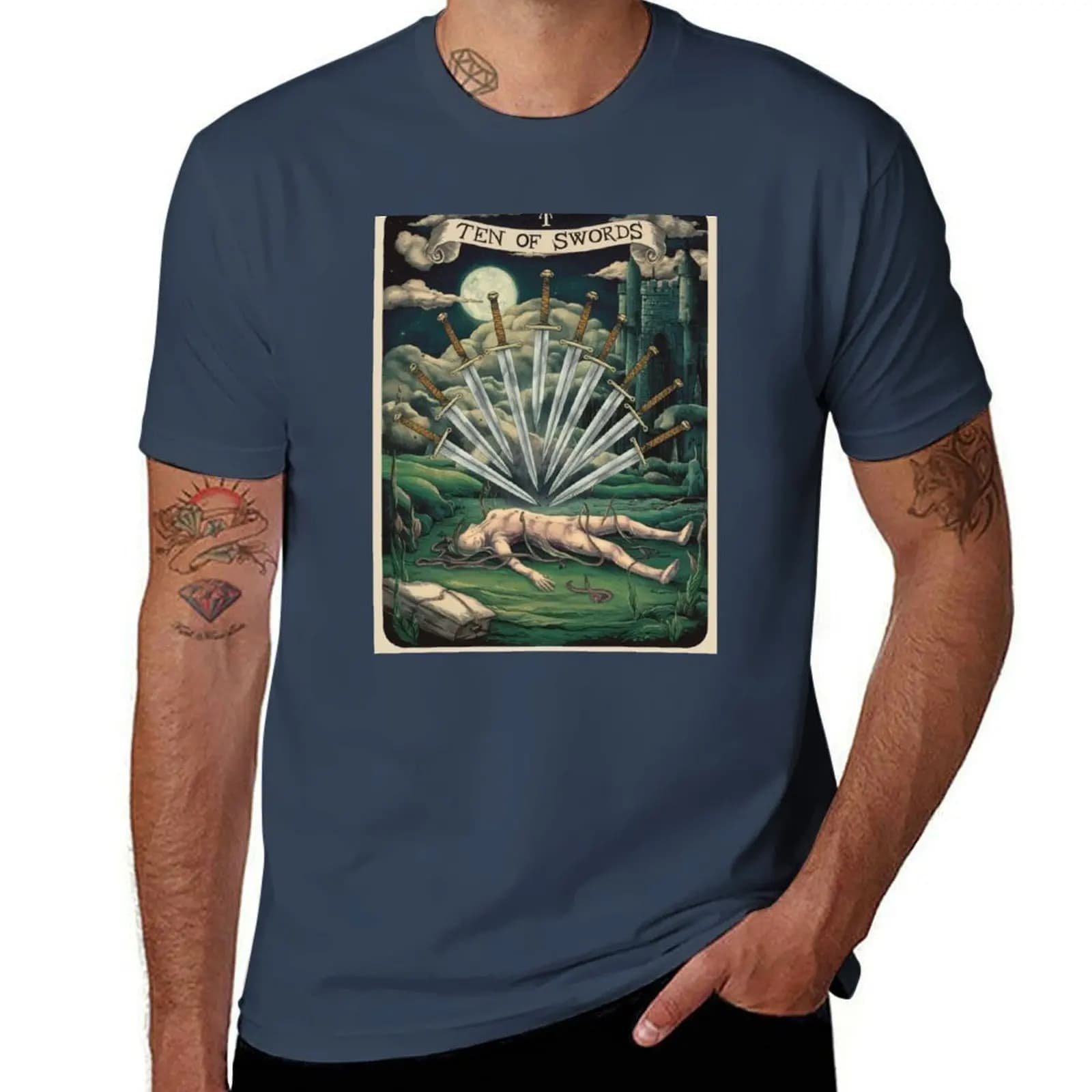 Card Swords Ten Tarot of - T-shirt con stampa semplice