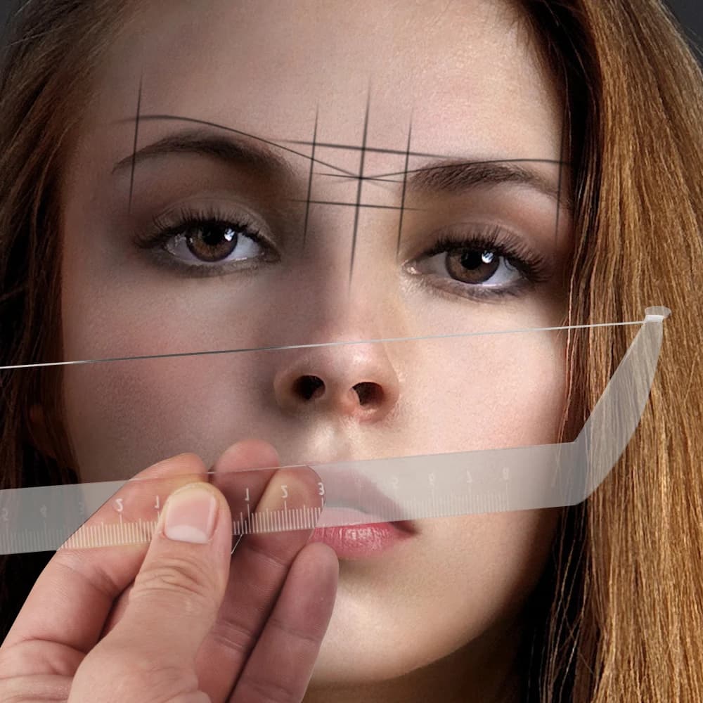 Kit per modellare le sopracciglia Microblading Trucco permanente Arco e freccia Linea Righello Strumento di posizionamento PMU per sopracciglia di misurazione acrilica
