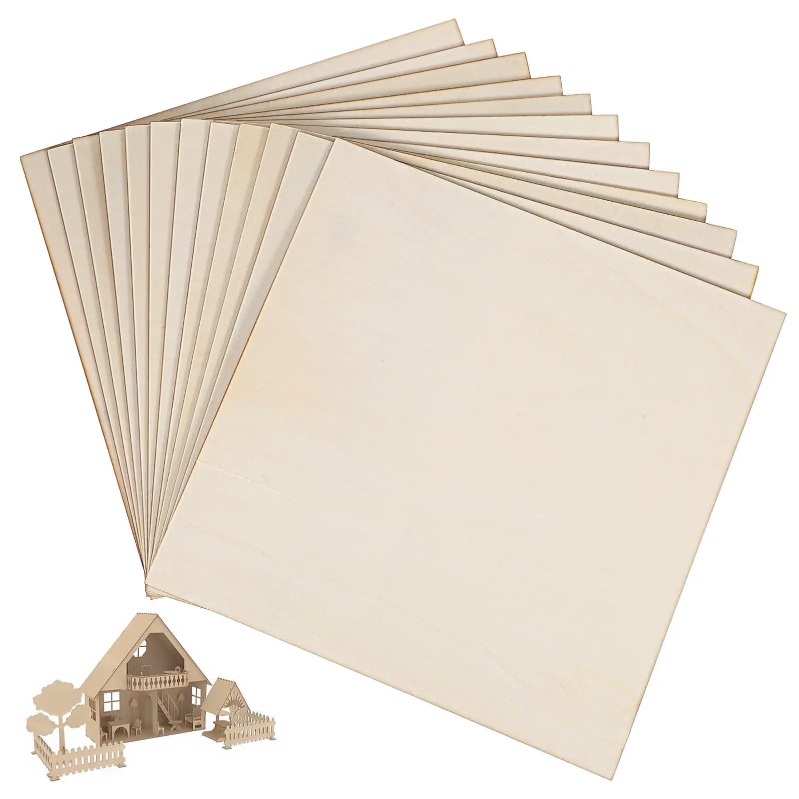 12Pcs Unfinished Wood Cutting Boards Squares for Crafts DIY Painting Burning Engraving Carving Wood Panels for Craft Projects