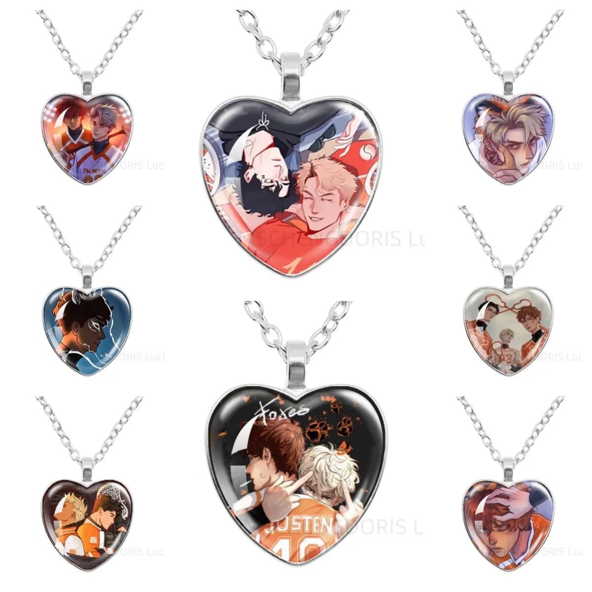 The Foxhole Court Necklace Foxes Palmetto State Fight Glass Heart-Shape Pendant Necklace Ornament Decor Fans Charm Jewelry Gift