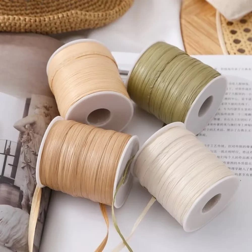 1 Rotolo di Filato in Rafia Ecologico per Uncinetto, Nastro per Cappelli, Filato Resistente per Borse e Cappelli