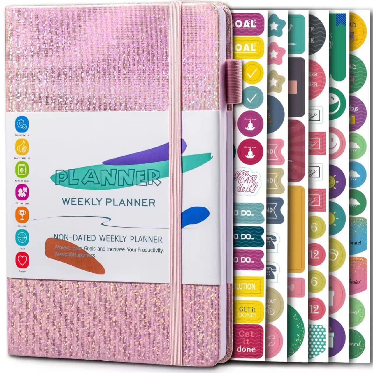 Agenda Vision Board A5, Planner Settimanale Senza Data, Quaderno per Obiettivi e Manifestazioni, Diario di Pianificazione 200 Pagine