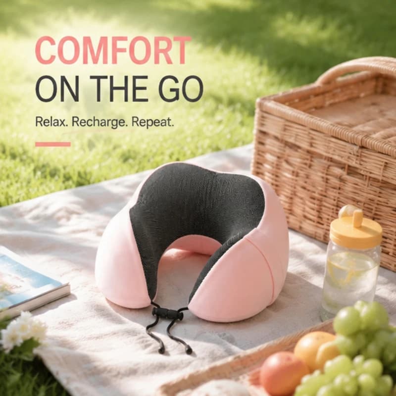 Breathable U Shape Memory Foam Neck Pillow Compact Portable Support Cushion For Plane Drive Road Trip Office Daily Relax Breaks