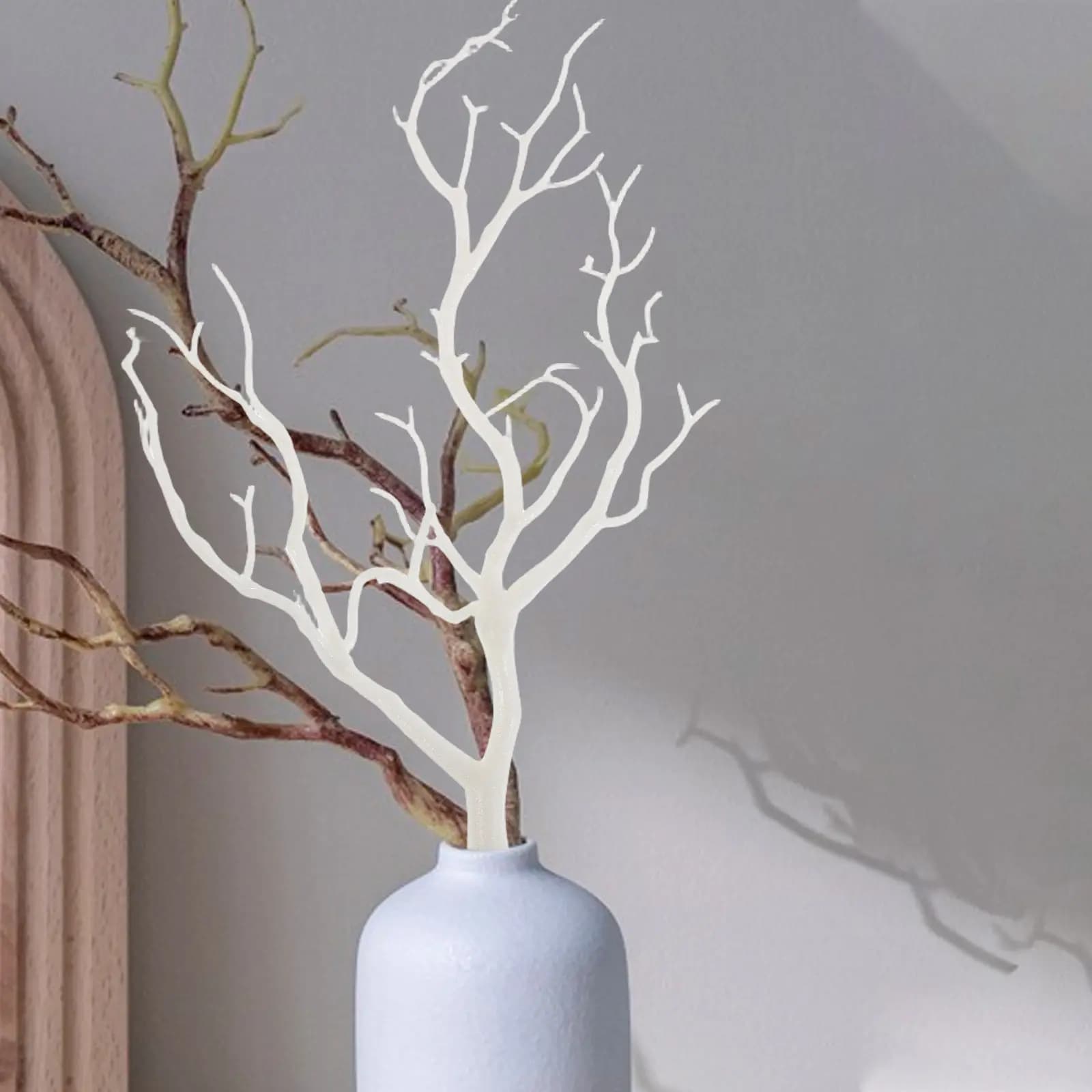 4Pcs Artificial Antler Branches Dry Tree Stems Plastic Decorative Plant Twigs Vase Filling DIY Headband Craft Supplies