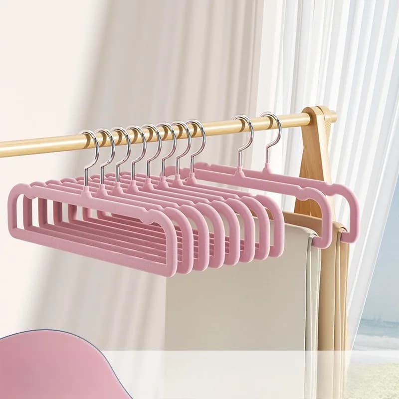 Pack of 10 hangers for trousers in velvet slippery felt hangers to save space clothes hangers for exhibition of clothing stores