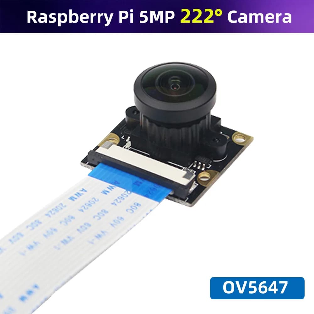 Raspberry Pi Fish Eye camera module at 222 degrees focal adjustable lens OV5647 wide-angle camera for Raspberry Pi 4 model B 3B + 3B