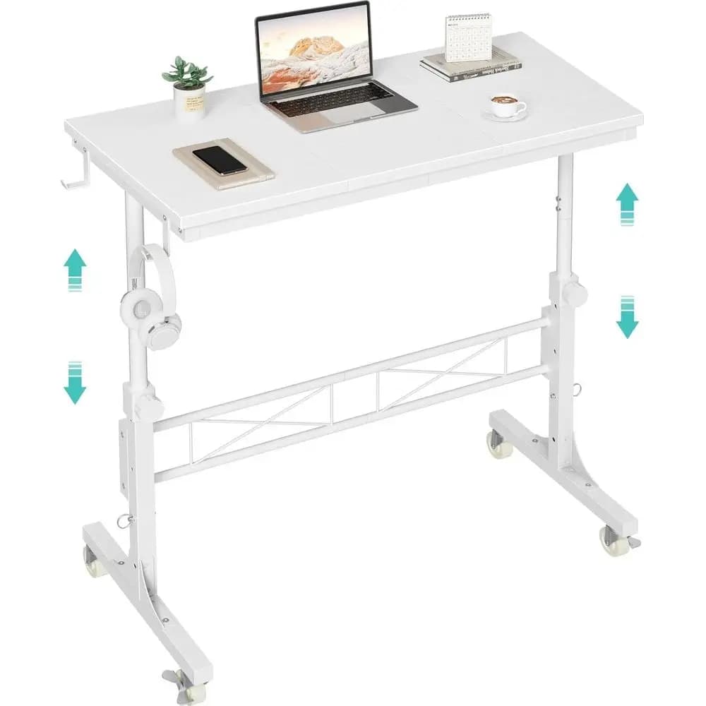 Scrivania portatile 32 tapis roulant con altezza regolabile, supporto mobile per laptop con rotelle per ufficio domestico, bianco