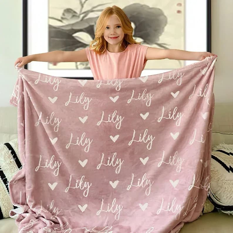 Coperta con nome personalizzato per tua figlia, coperte per bambini con nome personalizzato per ragazze, coperta con nome per bambini. Ottimo regalo per il compleanno