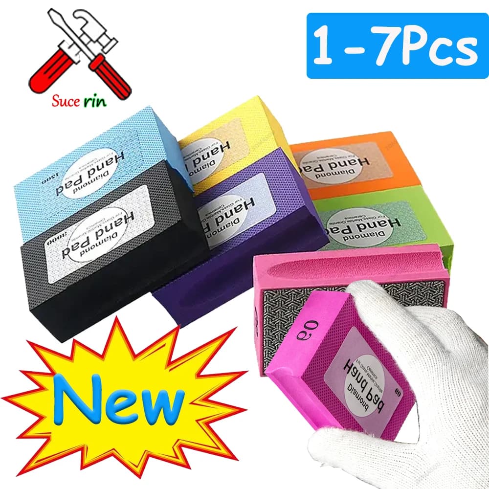New! 1/3/4/7 pieces diamond hand polishing pad stone marble ceramic abrasive disc sanding tiles abrasive glass grinding block polishing