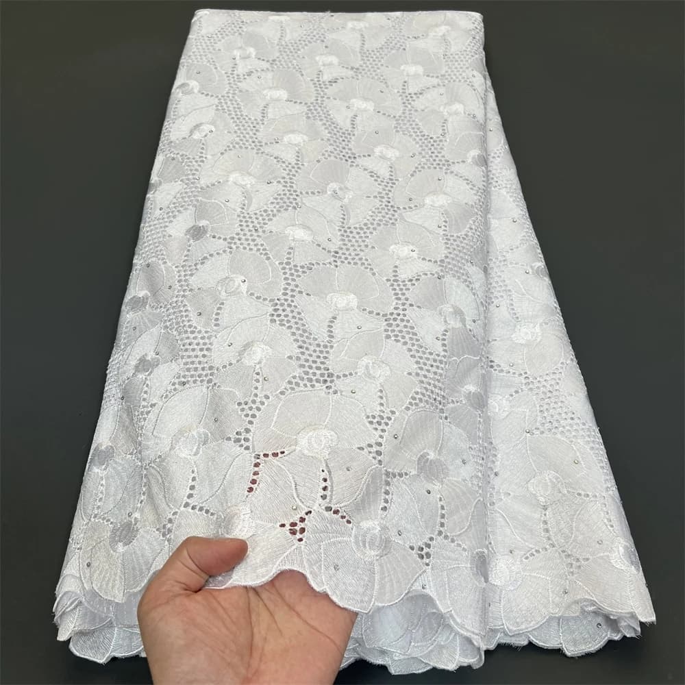 Skin frien African Nigerian High Quality Embroidery Tulle Lace Fabric Cotton Party Wedding Dress Soft Sequins Damask5Yard PS0035