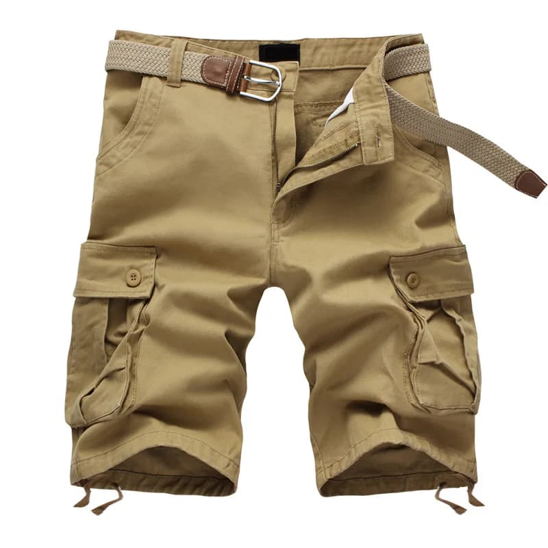 Pantaloncini Cargo estivi in cotone da uomo Multi tasca tinta unita pantaloncini Casual da uomo moda militare al ginocchio pantaloni corti senza cintura