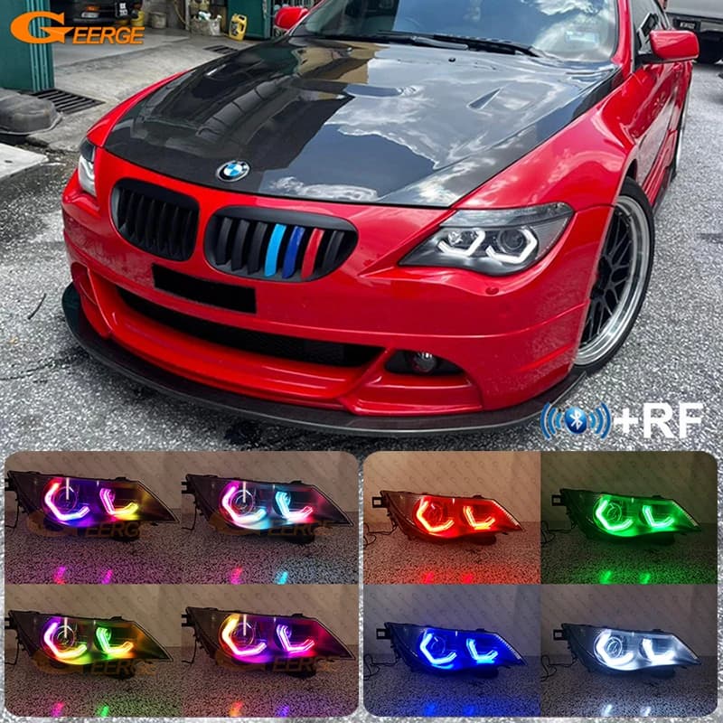 Per BMW E63 E64 630Ci 645CI 650i 635d 650CI M6 Concept M4 Iconic Style Dynamic Multi Color RGB LED Angel Eyes Kit anelli Halo esagonali