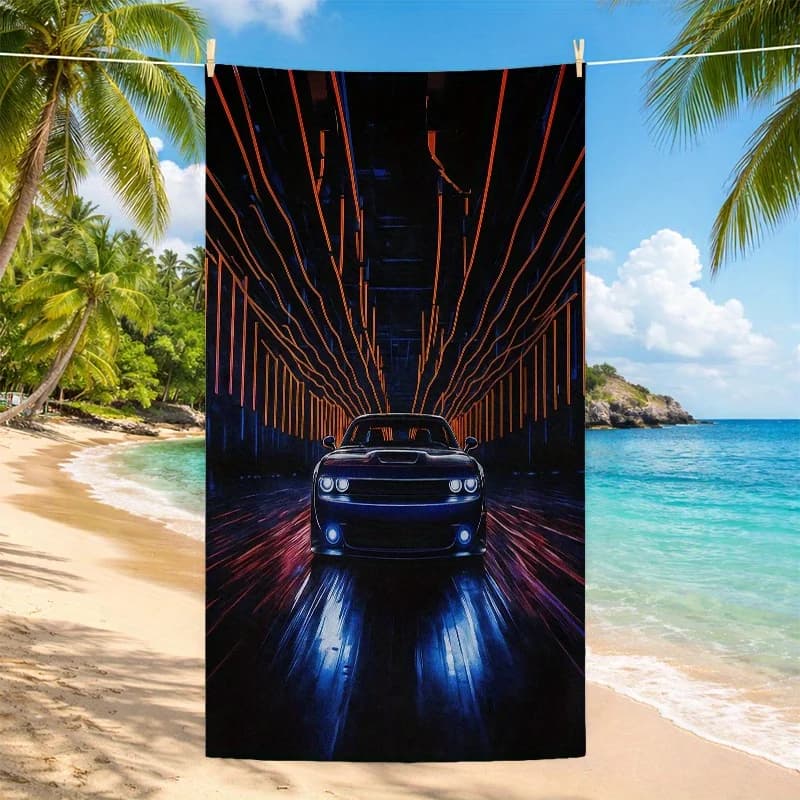 1 pezzo di asciugamano da spiaggia con motivo auto | Asciugamano da Bagno in Microfibra Altamente Assorbente, ad Asciugatura Rapida, Morbido e Leggero, Perfetto per Viaggi, Palestra e Spa