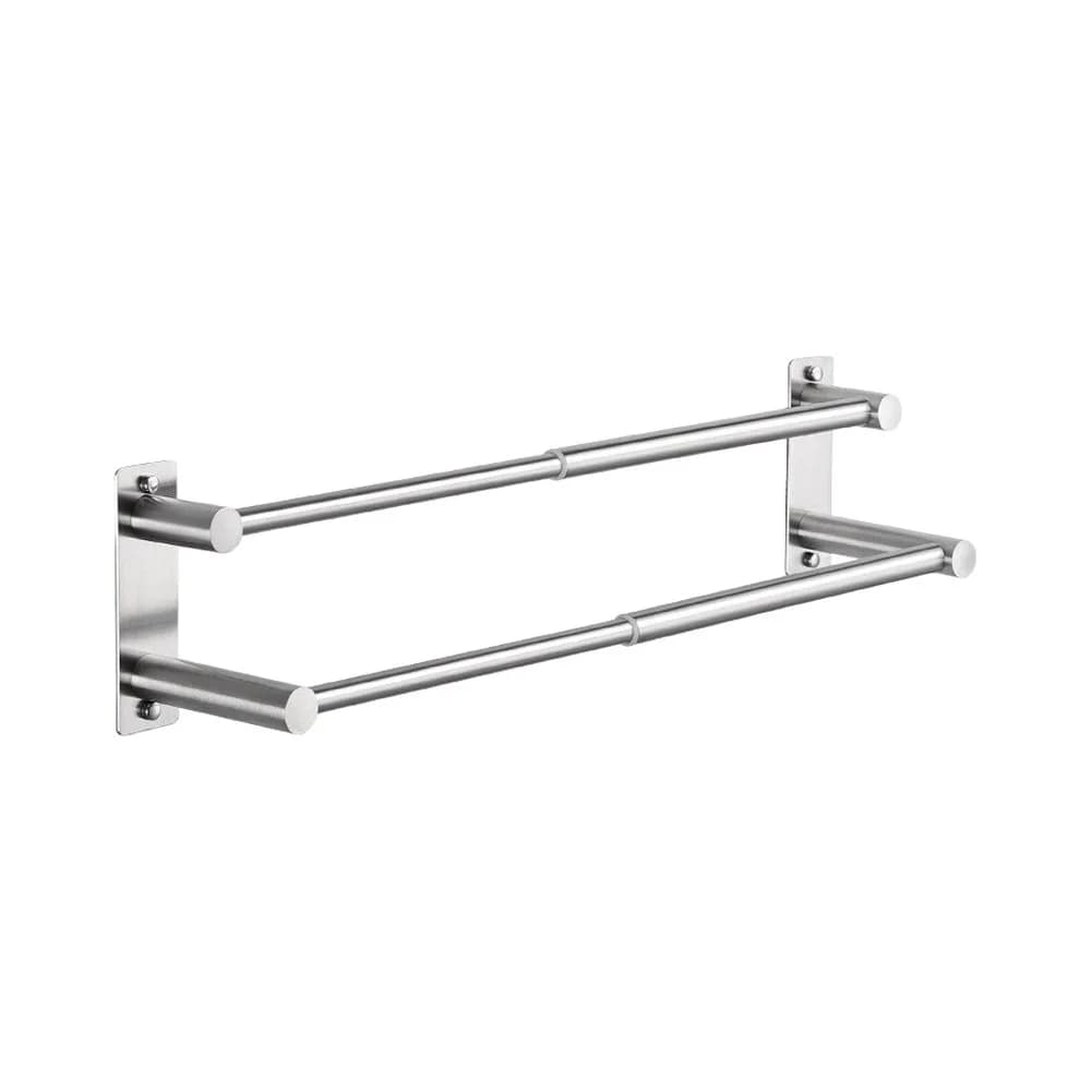 Stainless Steel Double Towel Bar Designed for Compatibility with Common Wall Types Including Drywall and Solid Surfaces