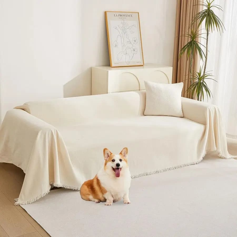 Copridivano HOME Copridivano Copridivano in ciniglia Copridivano componibile per 2 cuscini Divano Soggiorno Futon Divano a forma di L