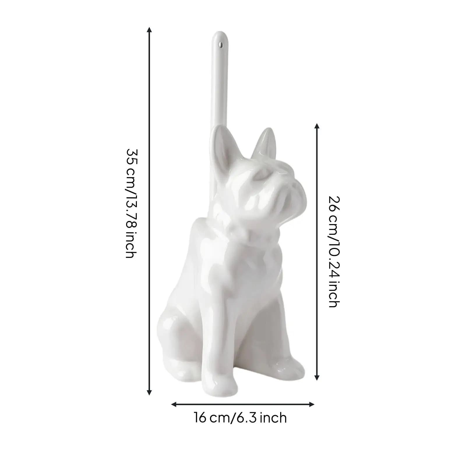 Bathroom Storage Holder Ceramic Dog Toilet Brush Compact Organizer Modern Washroom Accessory for Vanity