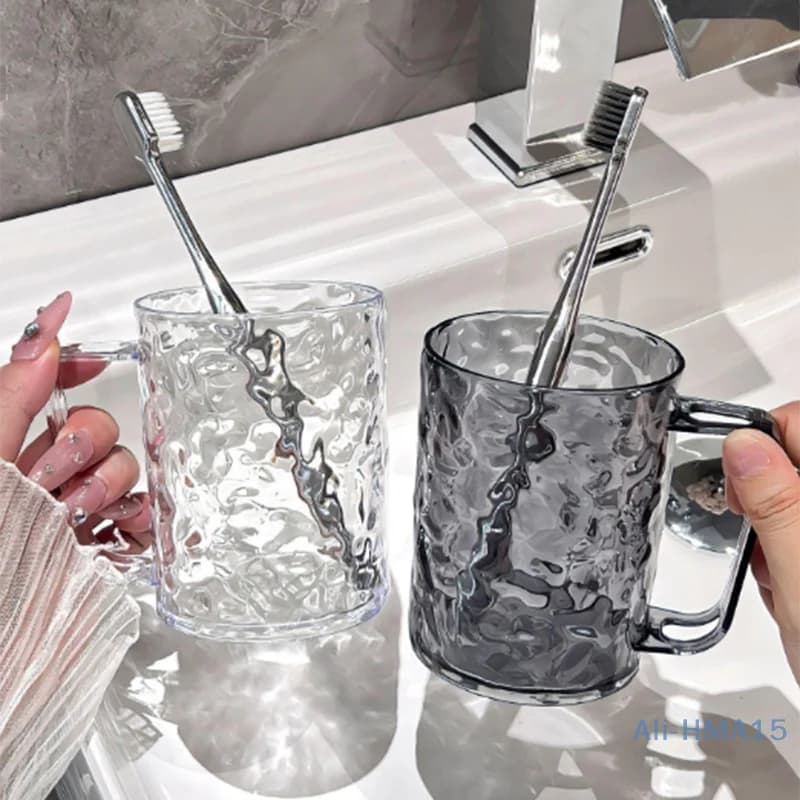 Tazza per spazzolino da denti in plastica per collutorio con manico bicchieri da bagno per la casa tazza portatile portaspazzolino trasparente