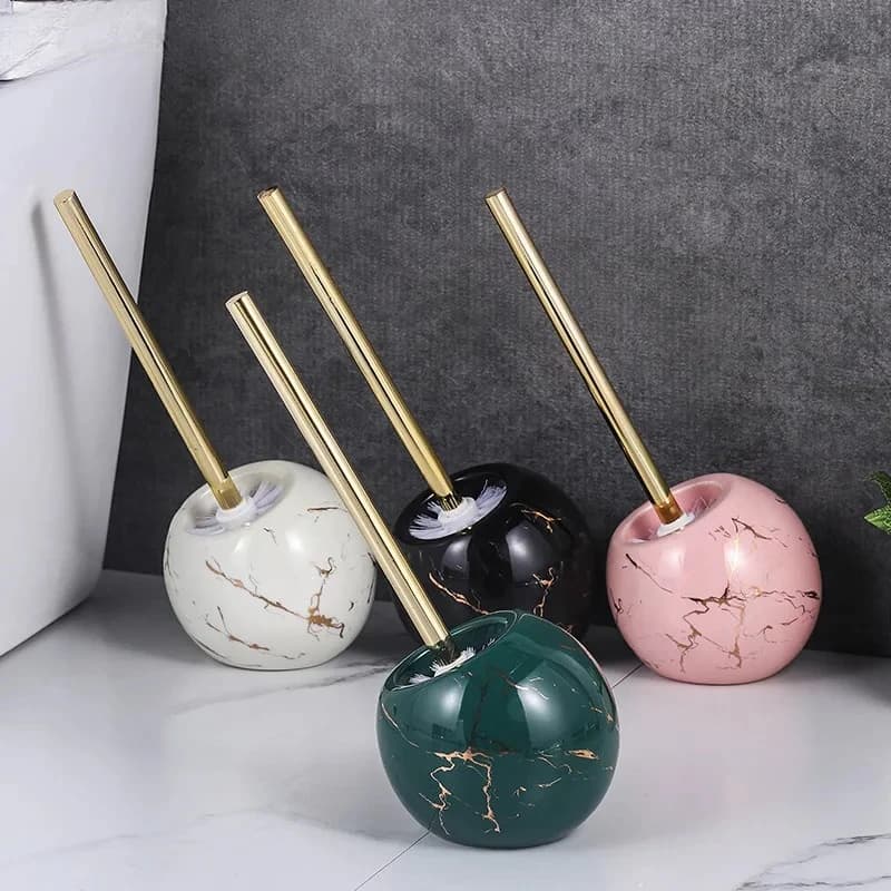 Scopino per WC da terra in ceramica nordica, forma rotonda, morbida pelliccia, spazzole per pulizia drenante rapido, accessori per il bagno con base