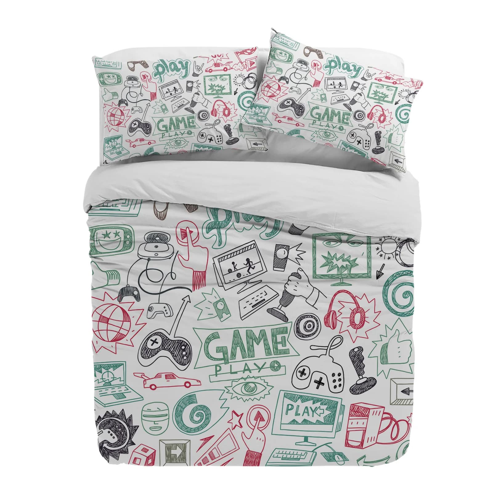 Gamepad Tastiera del computer Copripiumino rosso con federa Set di biancheria da letto personalizzato 3 pezzi Copripiumino Letto matrimoniale Tessili per la casa