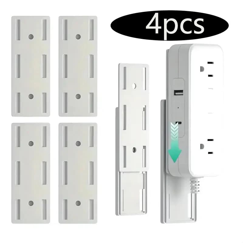 4pcs Self-Adhesive Socket Fixer, Wall Hanging Power Strip Holder Fixator, Plug-in Wall-Mounted Fixer, Household Organizer