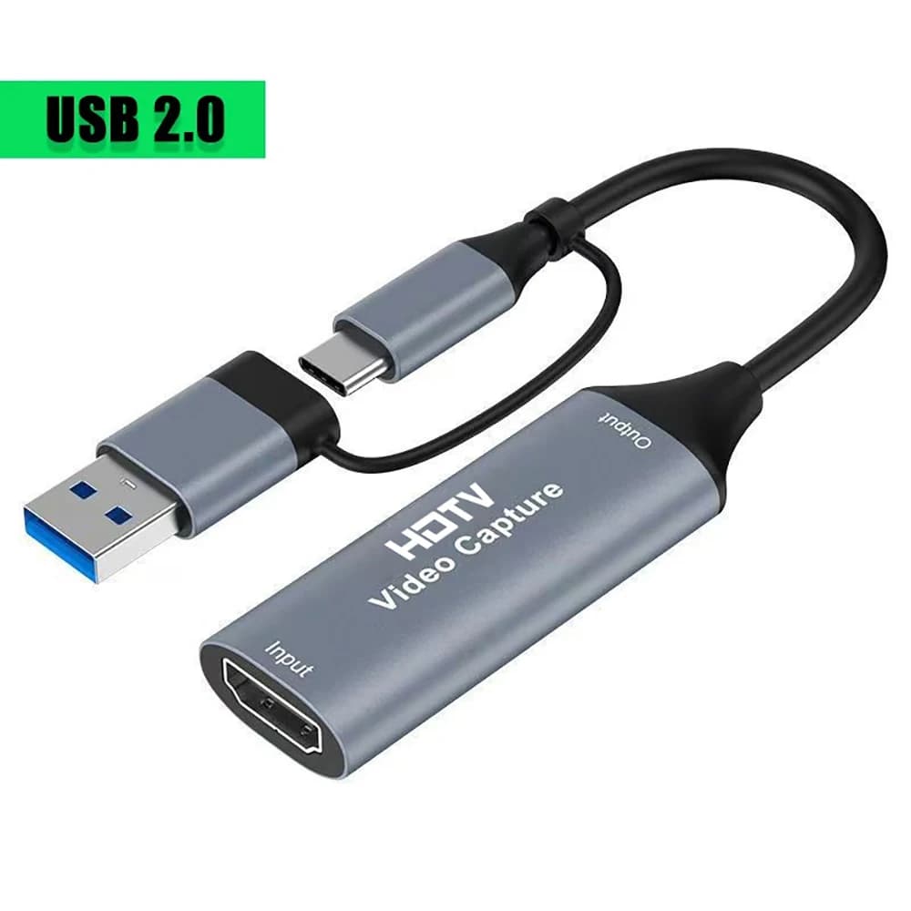 Scheda di acquisizione video USB 3.0 2 in 1 4K compatibile HDMI a USB 2.0 Type-C per registrare giochi da Switch, Xbox, PS5/4 e trasmissioni in diretta