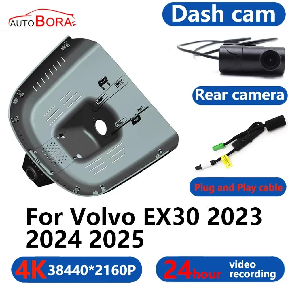 AutoBora 4K Wifi 3840*2160 DVR per auto Dash Cam Videocamera 24 ore Monitor per Volvo EX30 2023 2024 2025