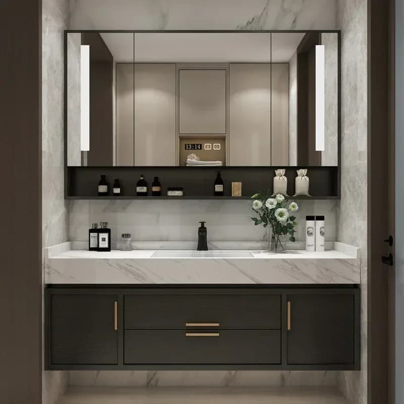 Semplici armadi a specchio intelligenti nordici Vanity Combo Armadi da bagno multifunzione per riporre mobili per la casa di moda