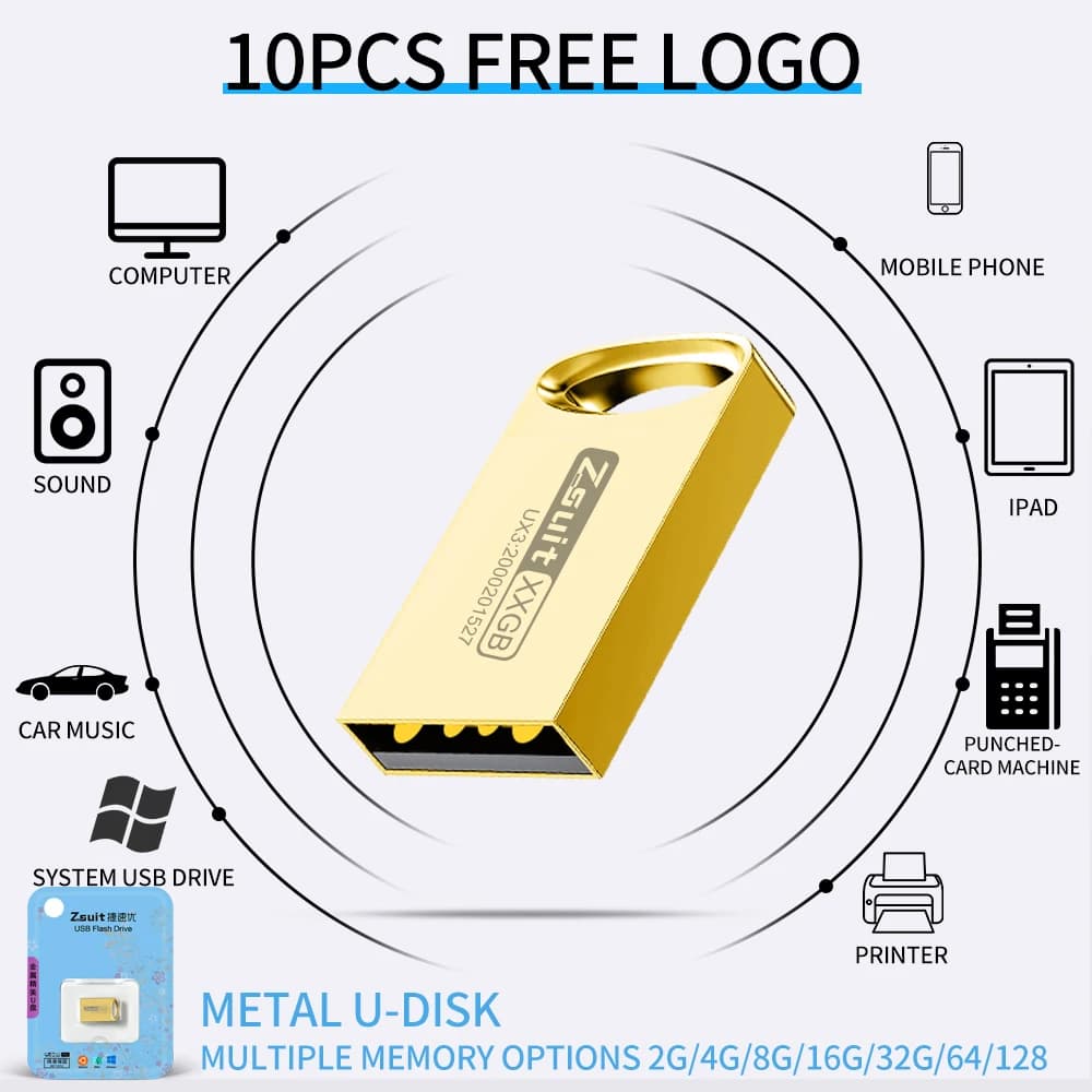 Z vestito 10 PZ/All'ingrosso USB Memoria Flash 64G S + Chip Pen Drive Impermeabile 32G Individuale Packa Set Gratuito Logo Pendrive 3.0 U Disco