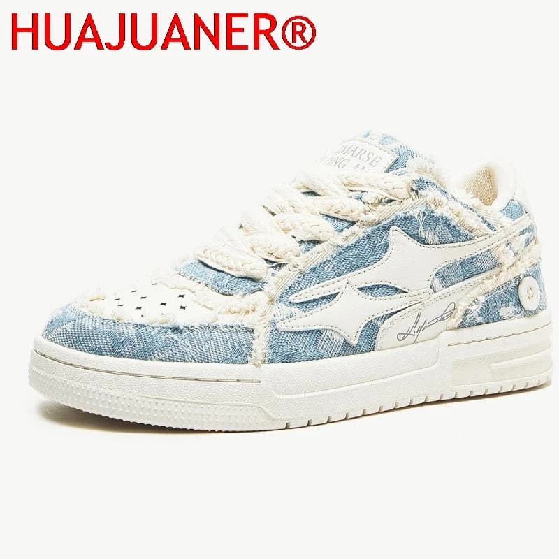 HUAJUANER Scarpe da donna per uomo Tennis Retro Fashion Star Shoes Sneakers da uomo in pelle bianca Scarpe casual sportive da esterno per coppia