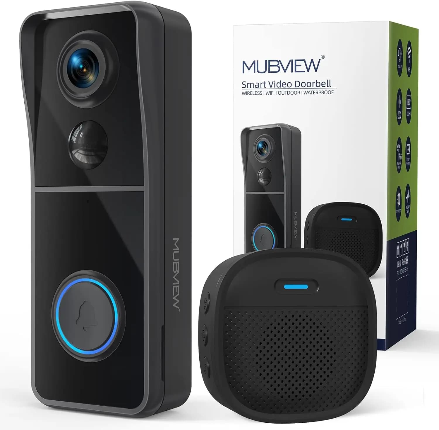 Campanello Intelligente Wireless con Telecamera, Video 1080HD, Rilevamento Movimento, Modificatore di Voce, Nessun Abbonamento Richiesto