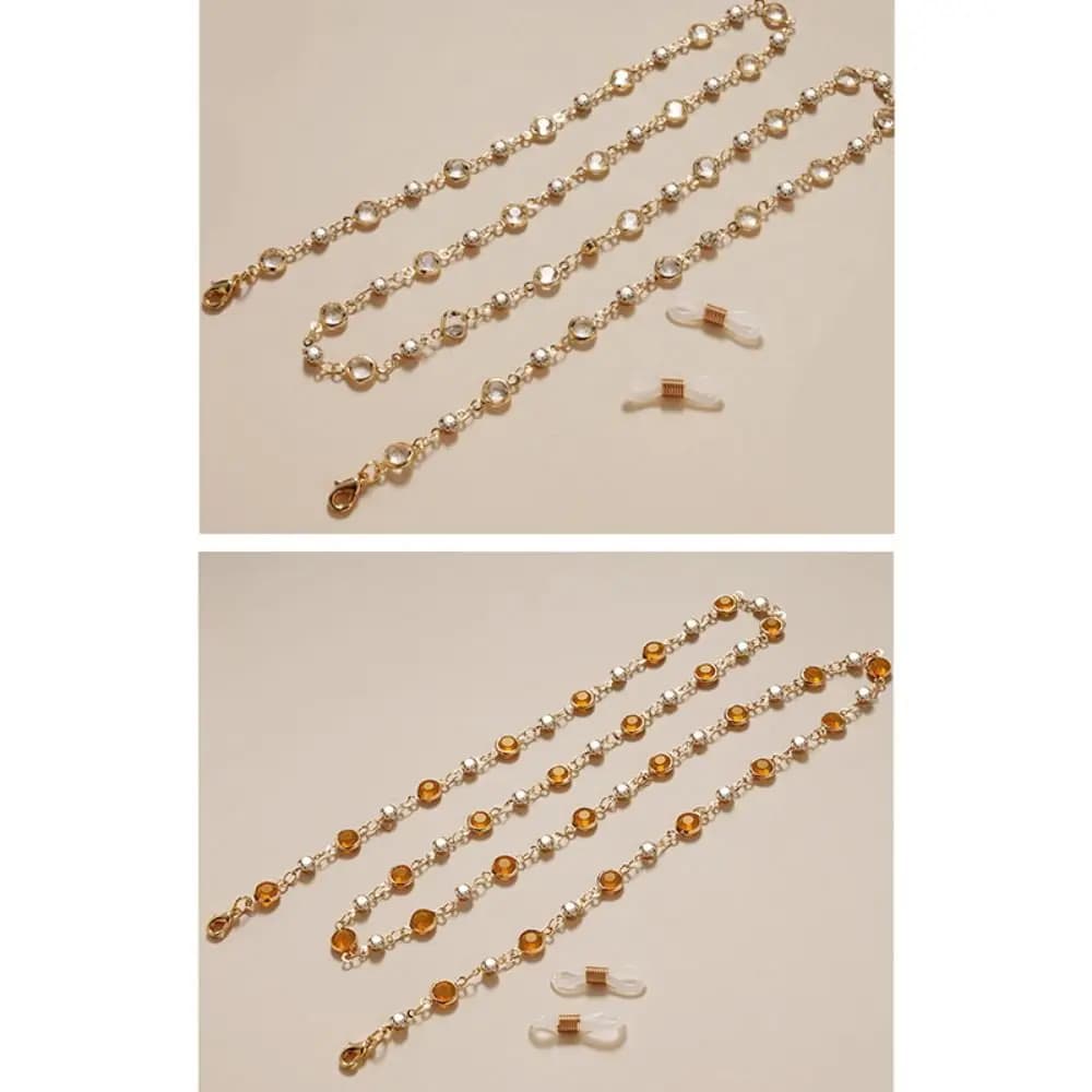 Zircon Colorful Crystal Glasses Chain Beads Anti-Lost Sunglasses Chains Rhinestone Hanging Neck Eyeglass Holder Necklace