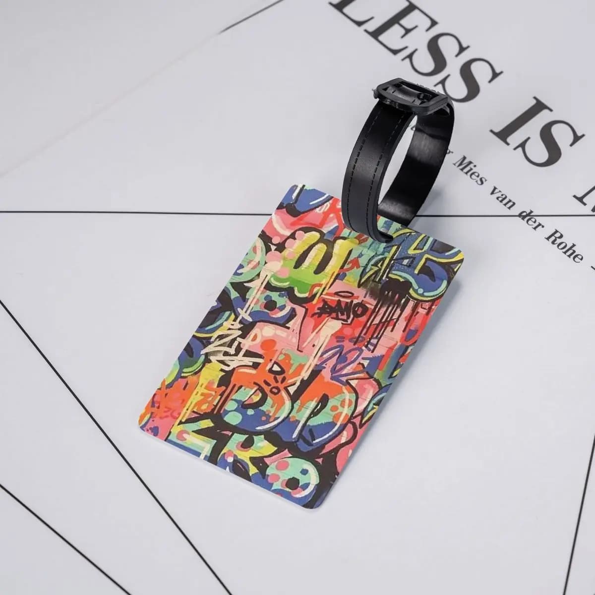 Etichette per Bagagli con Motivi Urbani Hip Hop Graffiti Street Art, Accessori per Valigie, Targhette per Bagagli da Viaggio, Porta Etichette con Nome e ID