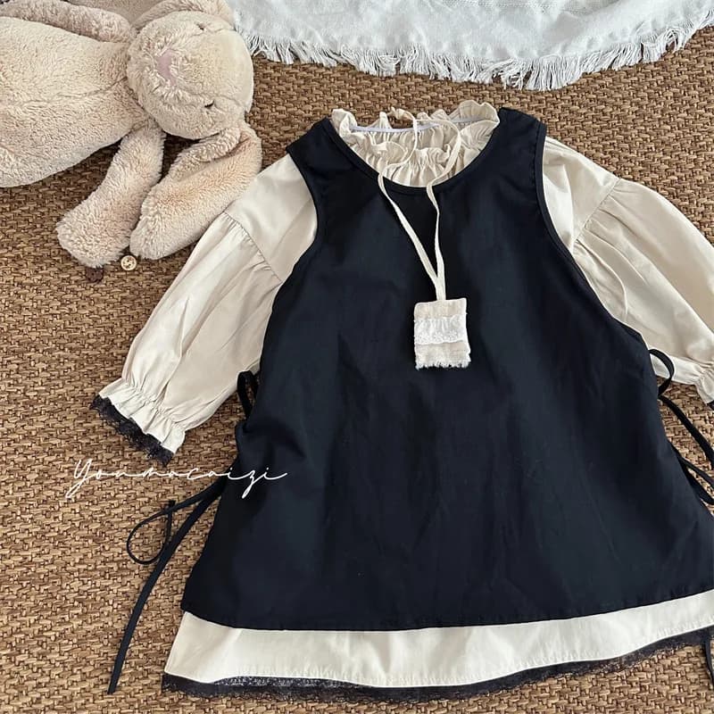 Abiti casual per ragazze Autunno Nuova ragazza Bordo floreale Abbigliamento per bambini Gonna a maniche lunghe Gonna oversize Set da 2 pezzi 2024 Dolce moda